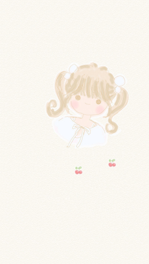 女の子とさくらんぼの壁紙1