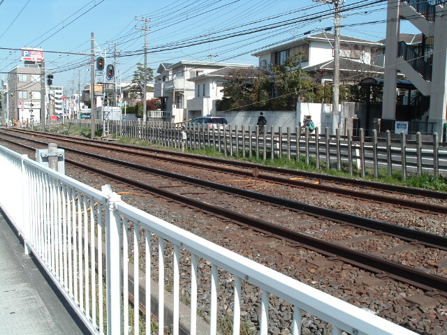 船橋競馬場駅の東200m地点の京成線線路