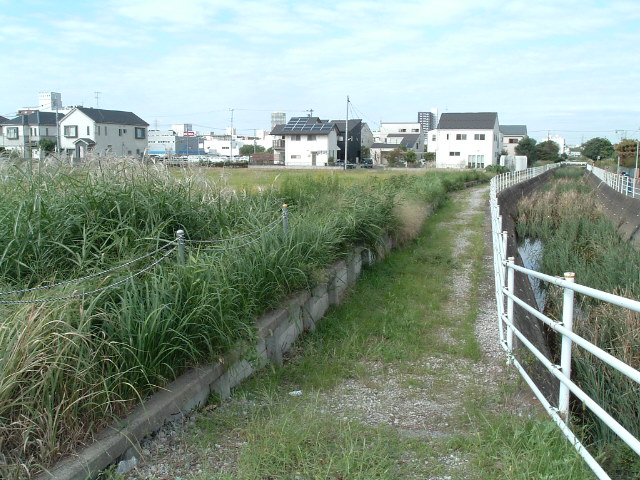 用水路の左側（南側）の道