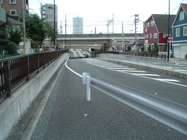 JR総武線と東武野田線の高架をくぐる道路